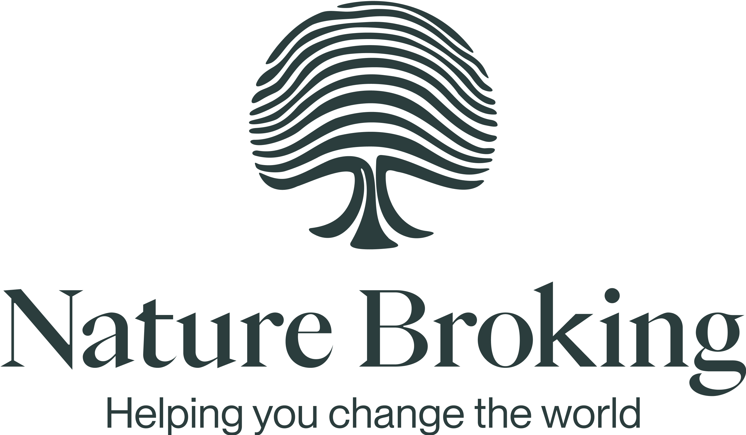 Nature Broking logo - A tree with the words "Helping you change the world."